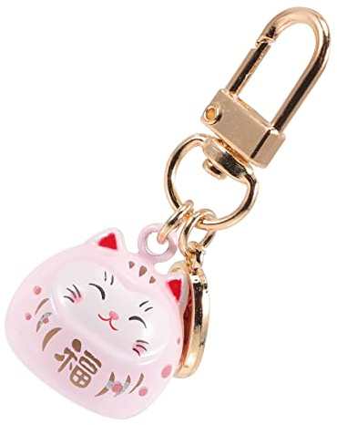 BESPORTBLE Maneki Neko Schlüsselanhänger Katzen Pendant aus Legierung Rosa 5,8 X 2,5cm Japanischer Glücksanhänger für Schlüsselbund Rucksack Handtasche Weihnachten Neujahr