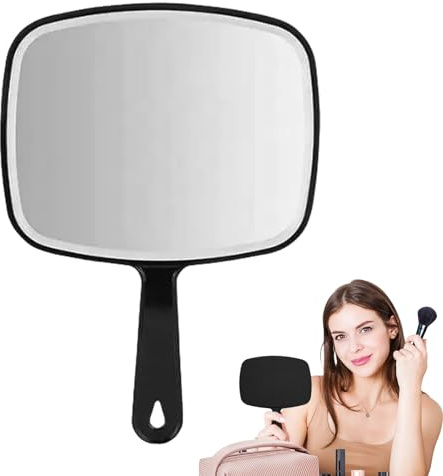 Espejo de salón portátil – Espejo de corte de pelo profesional, gran espejo de mano para peluquería | Espejo de mango ligero, ideal para el salón y el uso