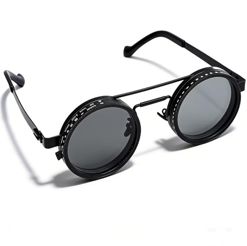 Einstellbare Tönung Sonnenbrille Herren 9 Stufen ND2-400, Polarisierte Runde Sonnenbrille für Outdoor Sport Angeln Auto fahren Tageslicht
