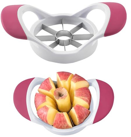 Cortador y descorazonador de manzanas, cortador de manzanas de acero inoxidable, 8 rebanadas y cortador de manzanas 12 rebanadas (cortador de rosa-8)