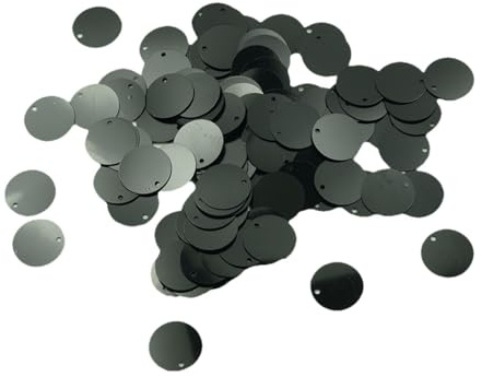 KiBcsLic 130 Piezas de Lentejuelas Sueltas de 16 Mm para Vestidos de Novia Y Joyería, Negro, Individual