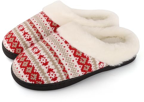 MIEHUIAI Pantofole Donna Invernali Ciabatte Pelose Casa Pantofole Peluche Caldo Comode Memoria Schiuma Slippers Antiscivolo Interno Esterno(40/41 EU,Rosso)