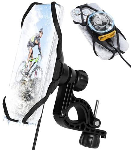 Porta Cellulare Bici con dispositivo di raffreddamento, Porta Cellulare Moto, Supporto Telefono Bici Moto 360° Rotabile Compatibile con iPhone 16 15 14 PRO, Galaxy, 5.6''-7.0 Smartphones, Nero