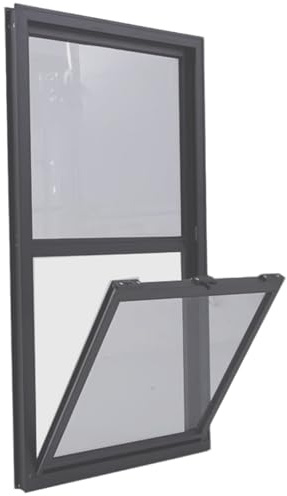 Aluminum Single Hung Sliding Window,13x36 in Replacement Home Window Vertical Sliding Windows with Double-Pane Tempered Glass, Venting Window for Basement Bathroom Chicken, Dark Gray