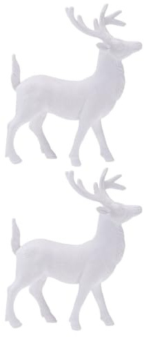 Homoyoyo 2 STK. Miniatur Rentier Deko aus Robustem Kunststoff Weiße Weihnachtsfigur für Tisch Regal Wohnzimmer Langlebige Detailreiche Weihnachtsdeko Festliche Desktop Ornamente