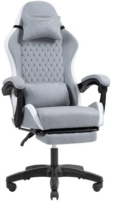 Mars Gaming MGC-X, Silla Gaming Ergonómica, Tejido Transpirable, Respaldo Reclinable y Altura Regulable, Reposabrazos Dinámico, Cojín Cervical y Lumbar, Silla Oficina con Reposapiés Extensible, Blanco