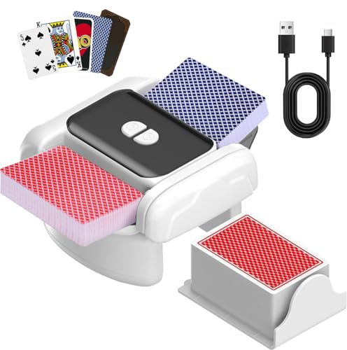 Automatic Card Shuffler Machine 2 Deck, One-Touch Auto/Manual Mode, Low-Noise Design Suitable for Games Such As Poker, Uno, Kip-Bo, Phase 10, Etc