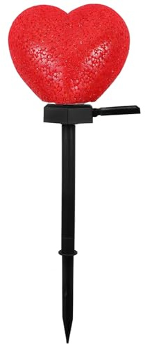 COLLBATH Lampada Solare da Giardino a Forma di Cuore Rossa Luce Solare da Prato Palo da Inserire a Terra Illuminazione Romantica per Esterni Cortile e Patio Decorazione Paesaggistica