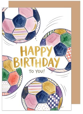 Edition Seidel Premium Glückwunschkarte zum Geburtstag mit Umschlag. Geburtstagskarte Grußkarte Karte Klappkarte Spruch Englisch Happy Birthday Mann Frau Kinder Fußball Tor Volltreffer (G4472 SW026)