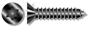 (1000pcs) #14 X 1 Security Sheet Metal Tapping Screws AB Flat Head Torx Pin Steel Black Oxide Ships Free in USA by Aspen Fasteners, AFTPR-81990-M