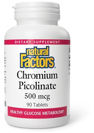 Natural Factors Chromium Picolinate 500 mcg - Supports Healthy Metabolism & Chromium Levels - Aids Macronutrient Breakdown - 90 Tablets (90 Servings)