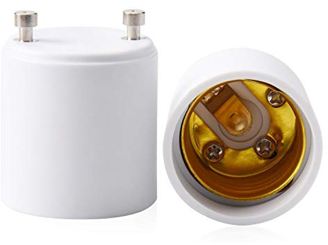 2 Pack JACKYLED GU24 to E26 Adapter, Up to 392℉ Heat Resistant Converts GU24 Bi-Pin Based Fixture to E26 E27 Standard Screw-in Socket Adapter
