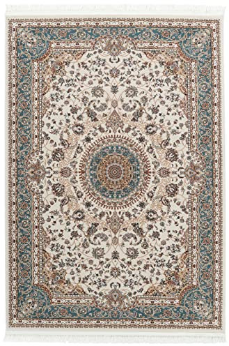 RugVista, Negar, Teppich, Mittelflor, 140 x 200 cm, Rechteckiger, Oeko-Tex Standard 100, Polyester, Flur, Schlafzimmer, Küche, Wohnzimmer, Blau/Türkis, Mehrfarbig