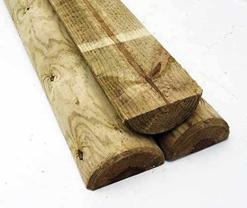 F&G Supplies Half Round Fence Posts | 1.8m (6ft) x 100mm | 5 Pack | Pressure Treated Wooden Stakes