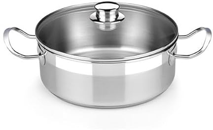 BRA Profesional | Cacerola con tapa de cristal 30 cm, acero inoxidable 18/10, sin antiadherente, full induction compatible con todos los tipos de cocina incluida inducción