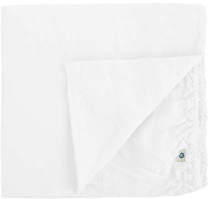 Linen & Cotton Weicher Griff Spannbettlaken Spannbetttuch Bettlaken mit Gummizug Alicia -100% Leinen Gewaschen, Weiß Weiss (180 x 200 cm) Laken Leintuch Betttuch Groß Bettwäsche Bett Doppelbett Sommer