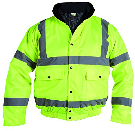 ProForce Class 3 High Visibility 300D Superior Hi-Vis Hi-Viz Bomber Jacket Coat (Large, Yellow)