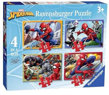 Ravensburger Marvel Spiderman 4 in Box (12, 16, 20, 24 Piece) Jigsaw Puzzles for Kids Age 3 Years Up for Kids