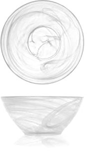 H&H Alabastro-Juego de 6 Cuencos de Postre, Cristal, 14 cm, Color Blanco, 14x14x6 cm, 6
