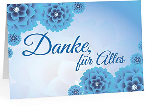 XXL Dankeskarte (A4) | Danke für Alles blau | mit Umschlag | edle und hochwertige Klappkarte | Als Dankeschön | Große Karte um Danke zu sagen | Maxi Danksagung | Karte | Überformat