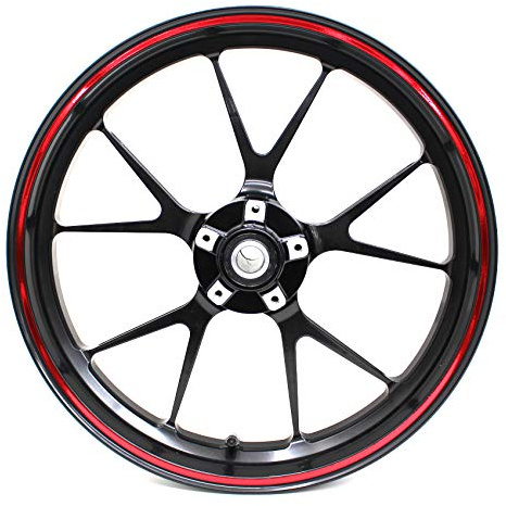 Felgenrandaufkleber Chrom Felgendesign inkl. Montagetool Komplett-Set -Finest Folia passend für 17 Zoll & 161819 Felgen Motorrad Auto Fahrrad (Chrom Rot)