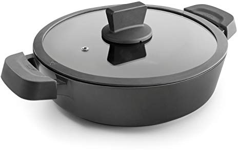Lacor - Tartera con tapa titanium pro con antiadherente, Aluminio, 36 cm
