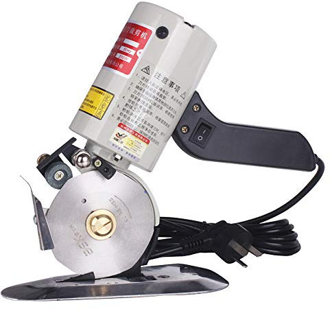 Fayelong Elektrische Stoffschneider Stoffschneidemaschine Multifunktions Tragbarer Rundes Messer Klingen Durchmesser 90mm, 30mm Schneidkapazität Mit Schärfvorrichtung, 200W