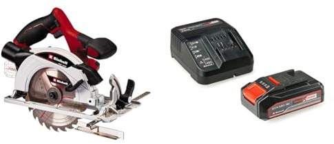 Einhell Sierra circular a batería - TE-CS 18/165-1 Li Power X-Change, 18 V, 4.200 min-1, gran estribo de agarre, incluye hoja de sierra de metal duro, incluye 1 batería de 2.5Ah y cargador individual