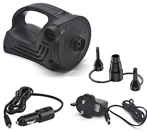 Ruilasago Electric Air Pump for Inflatables, Rechargeable Quick-Fill Electric Inflator with Portable Battery for Inflating,Deflating Paddling Pool,Swimming Ring,3 Nozzles,Car/Home Power Adapter