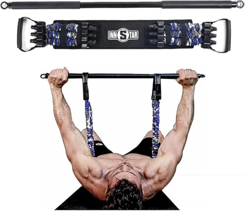 INNSTAR Verstellbares Bankdrückband mit Stange, verbessertes Push-Up-Widerstandsbänder, tragbares Trainingsgerät, Arm-Expander für Heimtraining, Fitnessstudio und Reisen