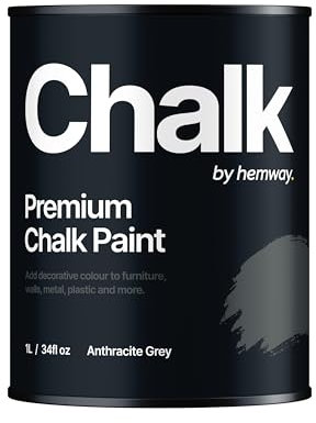 Chalk Paint Anthracite Grey Furniture Paint 1L, Matt Finish Shabby Chic, Chalk Furniture & Walls, Quick Dry & 1 Coat, Hemway