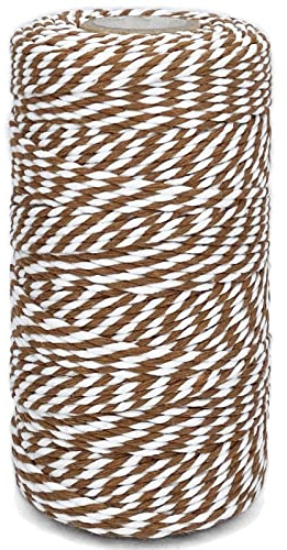 Cotton Twine Brown and White Baker String 2mm Thick 328 Feet Christmas Twine for Gift Wrapping DIY Crafts Home Decoration Gardening