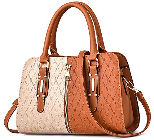 DORRISO Damen Handtasche Mode Umhängetasche Reisen Casual Schultertasche PU Leder Elegantes Top Griff Design Handtasche für Frauen Grau