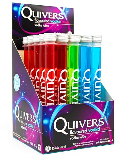Quivers Vodka Shot Mixed Pack,14% ABV, 25 x 20ml, Apple Sour/Strawberry/Raspberry …
