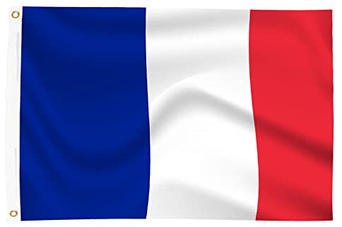 150x90cm Bandiera Della Francia, Bandiera Francese con 2 Occhielli in Metallo, Bandiera Francia in Colori Vivaci, Bandiera Nazionale Francese per la Decorazione di Eventi Sportivi, Feste, Sfilate