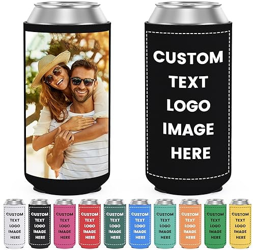 HooAMI Can Coolers,Personalised Beer Can Cooler Sleeves Neoprene Drink Holders for Wedding,BBQ,Beach Party,Birthdays(14 * 8.5cm)
