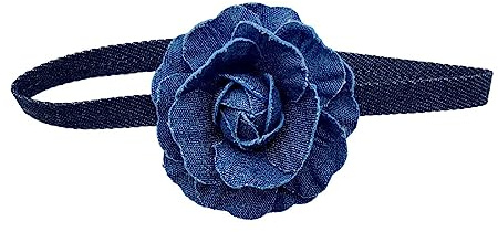 IMINI Blaue Rose Blume Choker Halskette für Frauen Mädchen Blau Samt Choker Halsband Halskette Boho Floral Kamelie Blume Choker für Braut Sommer Halsketten Hochzeit Party Zubehör