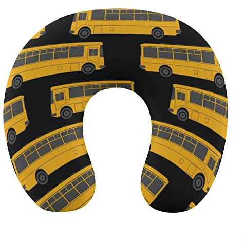 Cojín de almohada para el cuello compatible con el autobús escolar negro amarillo, lavable a máquina, almohada de avión para coche, soporte para el cuello, almohada en forma de U para viajes, oficin