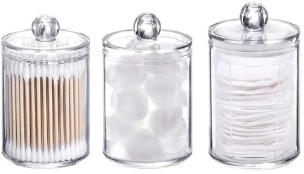 Thgtao Wattepadspender, 3 Stück Wattestäbchen Behälter, Wattestäbchen Spender, wattepads aufbewahrung, Wattepadspender für Zahnseide, Puderquasten etc Kleine Objekte