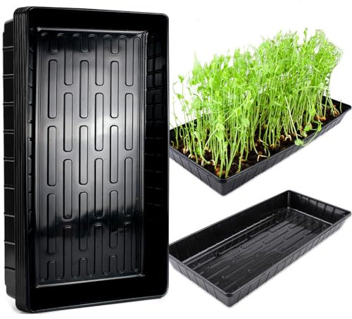 QTUN 5 Piezas Bandejas Semilleros sin Agujeros de Drenaje, Bandeja de Germinación de Plantas, Bandejas para Inicio de Semillas, Mini Invernadero Bandejas de Cultivo Germinación