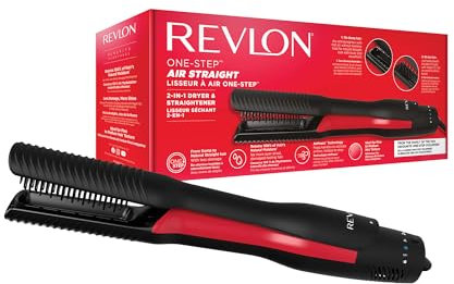 Revlon One-Step Air Straight 2-in-1 Dryer & Straightener | Hot Air Dry & Straighten Without Extreme Heat, Optional Shine Boost with Argan Oil Infused Teeth & Plates | RVDR5330UK