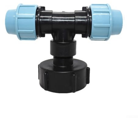 Connettore filettato per serbatoio IBC, adattatore a tre vie per serbatoio IBC, raccordi per tubi dell'acqua per adattatori per tubi da giardino (uscita a T da 32 mm)