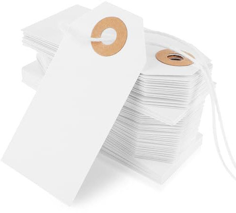 Nogeqi 100 Stück Preisschilder Flohmarkt Etiketten, Preisetiketten Geschenk Anhänger, Geschenkanhänger Weiß 70mm x 35mm Markierungsschildern Weiße für Kleidung Geschenke