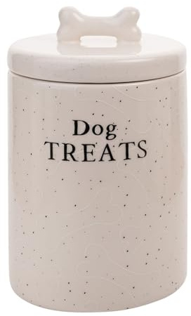 Widdop Best of Breed Dog Treats Jar - Ceramic White - Paw Print Design - Perfect for Dog Lovers Gifts Present Birthdays Pet Food Storage
