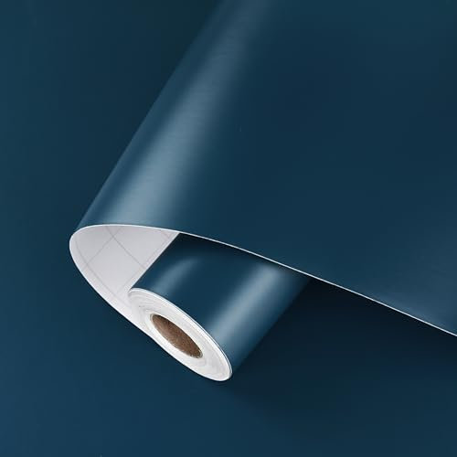 HotDecor Papel Tapiz Autoadhesivo Azul Vinilo Adhesivo Muebles Papel Adhesivo Pared Dormitorio Vinilo Adhesivo Cocina Papel Pintado Azul Marino Para Armarios Papel De Pared Decorativo 40cm x 200cm