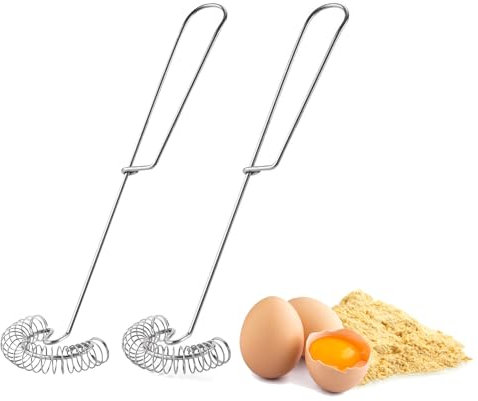 Scopa a spirale in acciaio inox 304 antiruggine, scopa a spirale, mini scopa per salsa di alta qualità per miscelazione, frusta, schiuma, latte e uova, crema (2 pezzi)