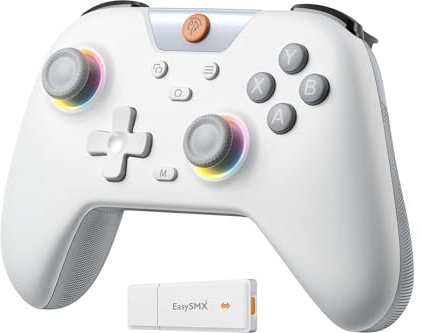 EasySMX X05 Wireless PC Controller with Hall Triggers Joysticks, Bluetooth Game Gamepad Controller with RGB Lights, No Drift Deadzone Gaming Controller for PC Android iphone Switch Steam