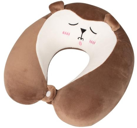 AOOPOO Kinder Reisekissen, 30 * 30cm Memory Foam Nackenkissen Cartoon Tier Reisekissen Nackenstütze Süß Bär Nackenhörnchen für Kinder Erwachsene Nackenstützkissen Reise Schlafkissen für Auto Flugzeug
