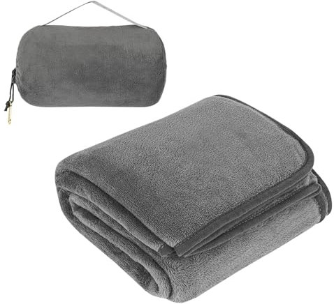 WEGREAT Reisedecke Ultraleicht Warm 127 x 152 cm Kissen Decke 2 in 1, Flugzeugdecke Ultraleicht Faltbare Campingdecke für Reisen, Bahn, Flugzeug, Auto, Camp Grau