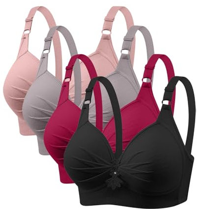 CSHE Sport BH Damen Große Brüste Push Up Ohne Bügel Kreuz Rücken Rückenfrei Gepolstert Mittlere Unterstützung Crop Top für Yoga Tanz Laufen Radfahren 4er Pack